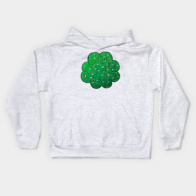 St Patrick's Day Four-Leaf Clover with Irish Vines Kids Hoodie by JonGrin